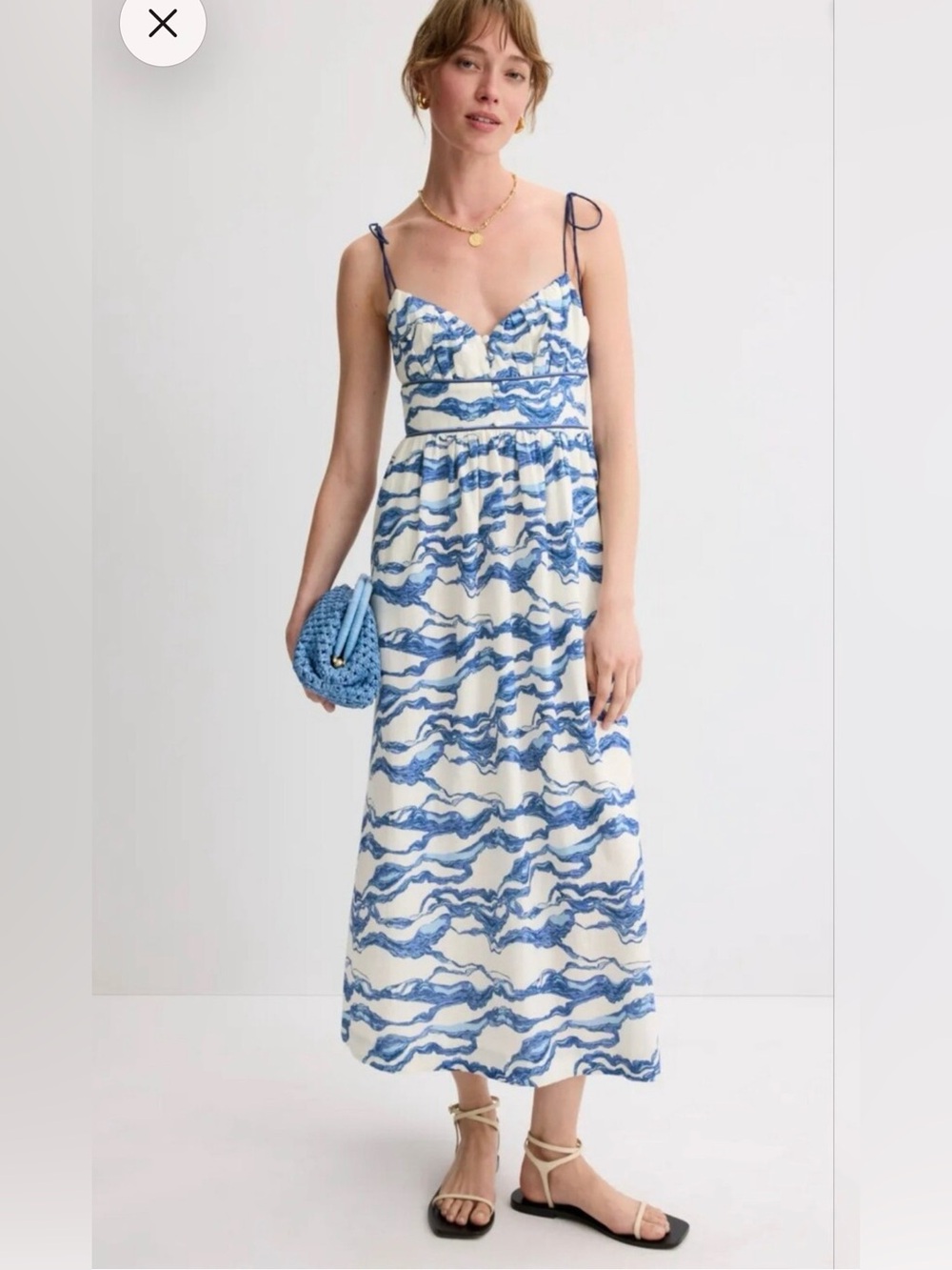 Hofmann Copenhagen Women's Blue Ember Print Midi Dress - Size 42/10